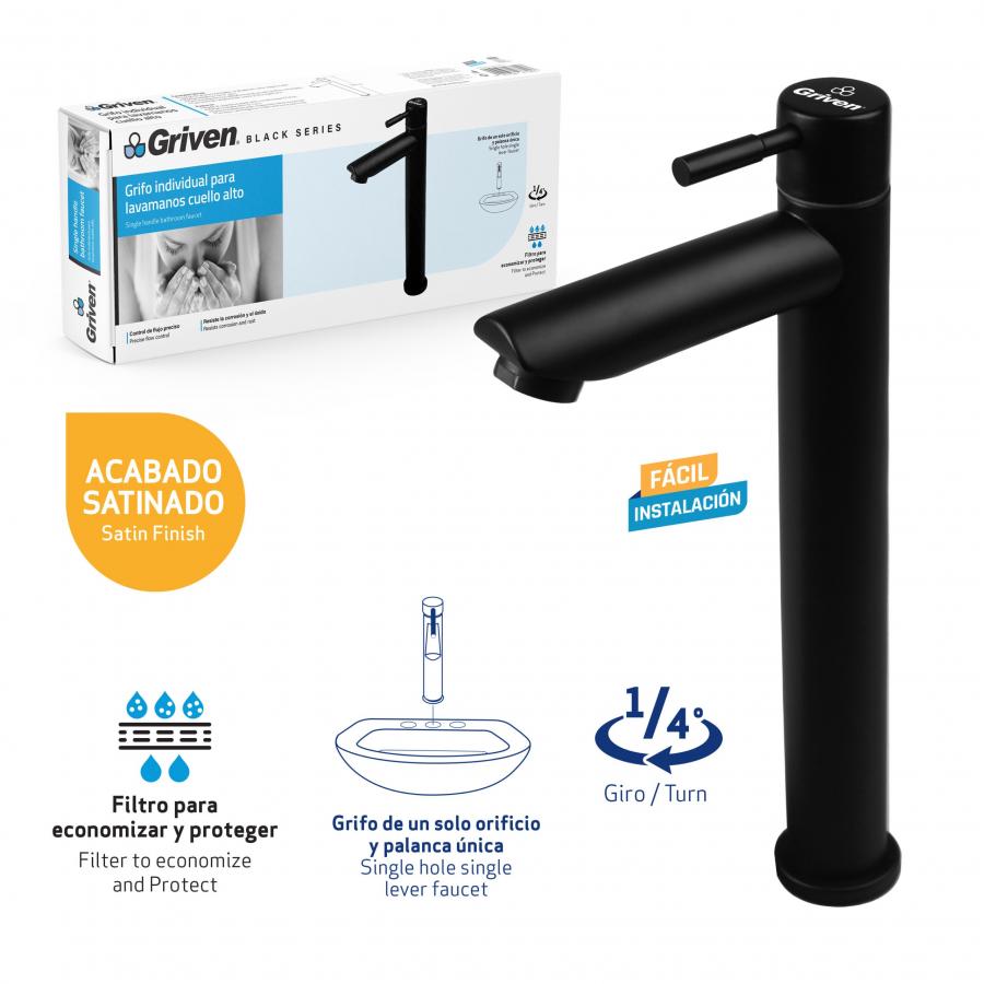 KITCHEN FAUCET BLACK HIGH NECK SINGLE/GV-TSBF-1/GRIVEN image